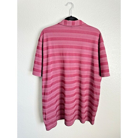 Adidas Polo Shirt Men's 2XL Dark Red Striped Golf Performance Short Sleeve Logo - Picture 2 of 7
